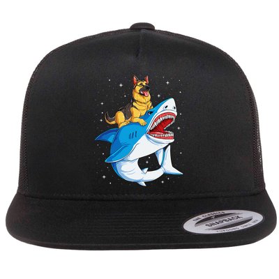 German Shepherd Shark Space Galaxy Jawsome Flatbill Hat