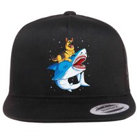 German Shepherd Shark Space Galaxy Jawsome Flat Bill Trucker Hat