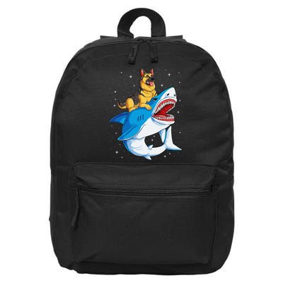 German Shepherd Shark Space Galaxy Jawsome 16 in Basic Backpack