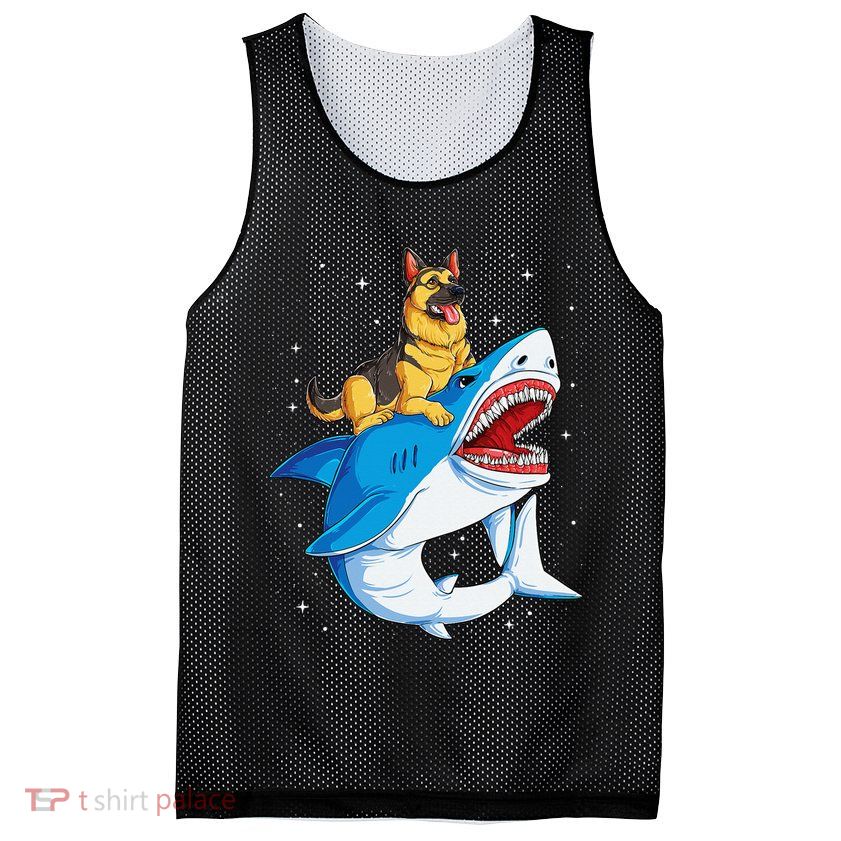 German Shepherd Shark Space Galaxy Jawsome Mesh Reversible Basketball Jersey Tank