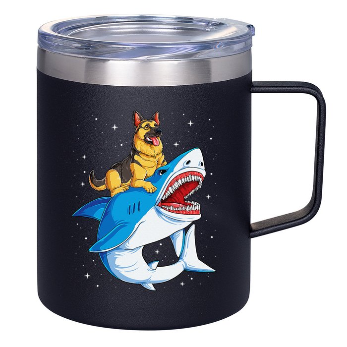 German Shepherd Shark Space Galaxy Jawsome 12oz Stainless Steel Coffee Mug