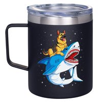 German Shepherd Shark Space Galaxy Jawsome 12oz Stainless Steel Coffee Mug