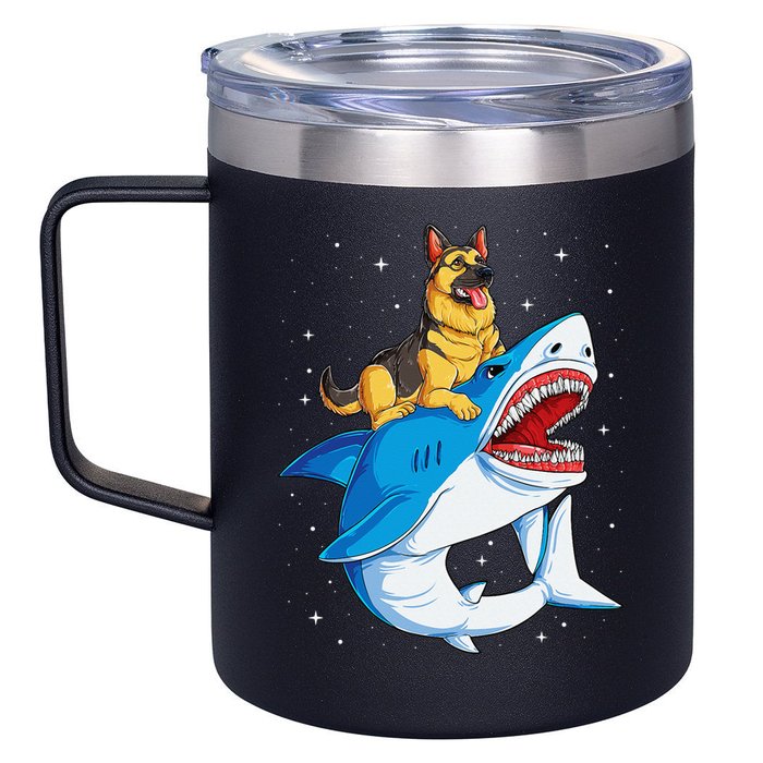 German Shepherd Shark Space Galaxy Jawsome 12oz Stainless Steel Coffee Mug
