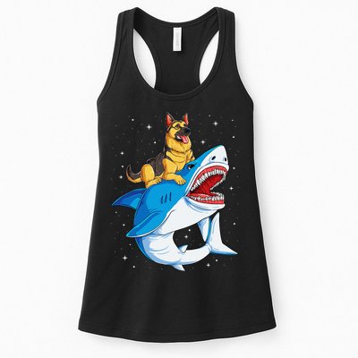 German Shepherd Shark Space Galaxy Jawsome Womens Tank Top