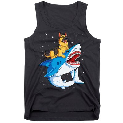 German Shepherd Shark Space Galaxy Jawsome Tank Top