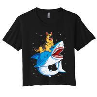 German Shepherd Shark Space Galaxy Jawsome Crop Top