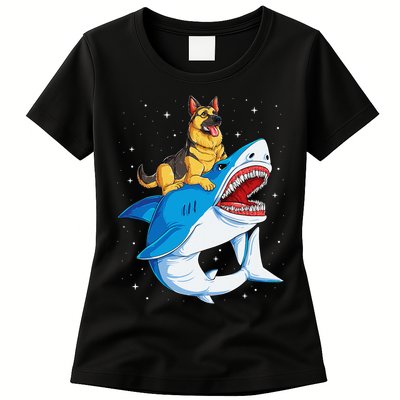 German Shepherd Shark Space Galaxy Jawsome Womens T-Shirt