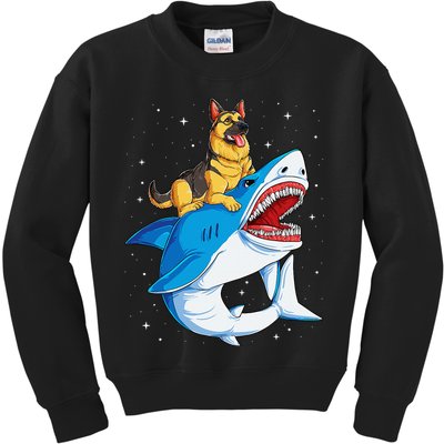 German Shepherd Shark Space Galaxy Jawsome Kids Sweatshirt