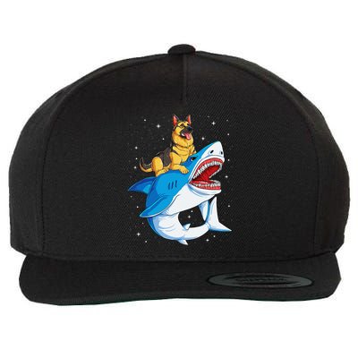 German Shepherd Shark Space Galaxy Jawsome Wool Snapback Cap