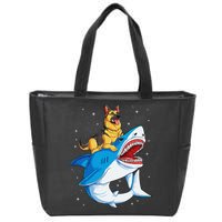 German Shepherd Shark Space Galaxy Jawsome Zip Tote Bag