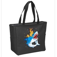 German Shepherd Shark Space Galaxy Jawsome Zip Tote Bag