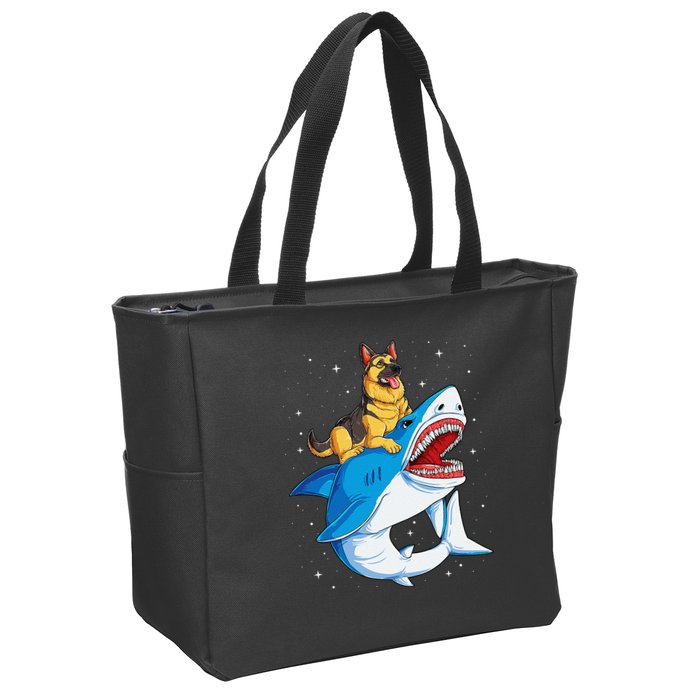 German Shepherd Shark Space Galaxy Jawsome Zip Tote Bag