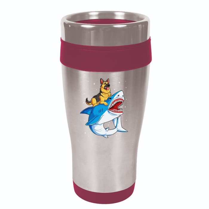 German Shepherd Shark Space Galaxy Jawsome 16oz Travel Tumbler