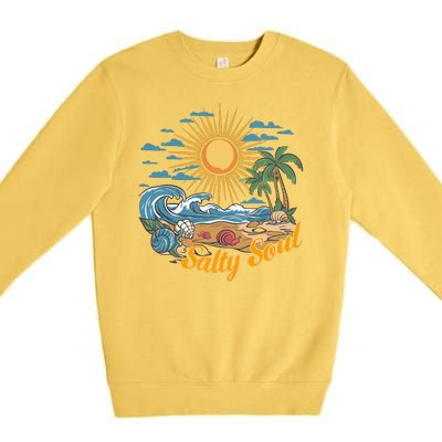 Groovy Salty Soul Summer Vacation Beach Vacay Premium Crewneck Sweatshirt