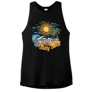 Groovy Salty Soul Summer Vacation Beach Vacay Ladies PosiCharge Tri-Blend Wicking Tank