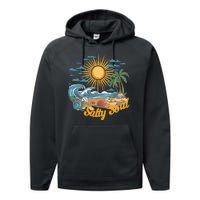 Groovy Salty Soul Summer Vacation Beach Vacay Performance Fleece Hoodie