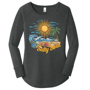 Groovy Salty Soul Summer Vacation Beach Vacay Women's Perfect Tri Tunic Long Sleeve Shirt