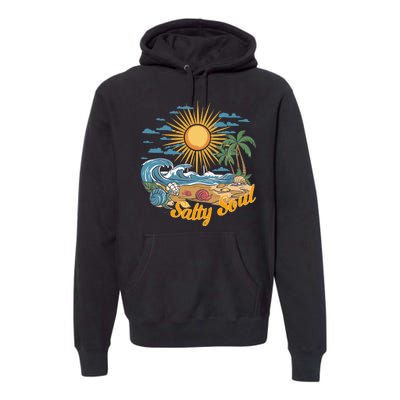 Groovy Salty Soul Summer Vacation Beach Vacay Premium Hoodie