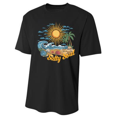 Groovy Salty Soul Summer Vacation Beach Vacay Performance Sprint T-Shirt