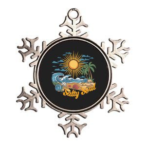 Groovy Salty Soul Summer Vacation Beach Vacay Metallic Star Ornament