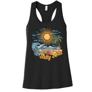 Groovy Salty Soul Summer Vacation Beach Vacay Women's Racerback Tank