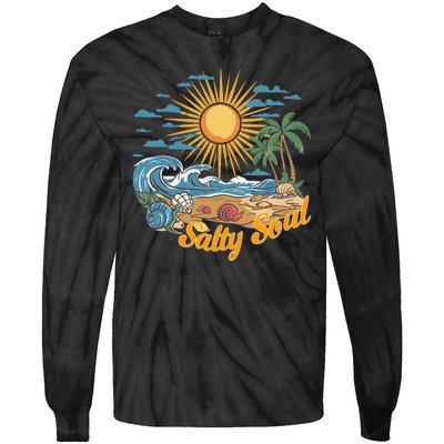 Groovy Salty Soul Summer Vacation Beach Vacay Tie-Dye Long Sleeve Shirt