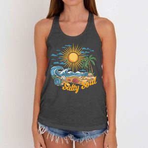 Groovy Salty Soul Summer Vacation Beach Vacay Women's Knotted Racerback Tank