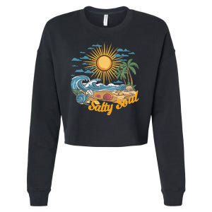 Groovy Salty Soul Summer Vacation Beach Vacay Cropped Pullover Crew