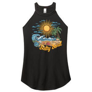 Groovy Salty Soul Summer Vacation Beach Vacay Women's Perfect Tri Rocker Tank