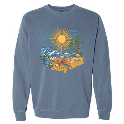 Groovy Salty Soul Summer Vacation Beach Vacay Garment-Dyed Sweatshirt