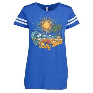 Groovy Salty Soul Summer Vacation Beach Vacay Enza Ladies Jersey Football T-Shirt