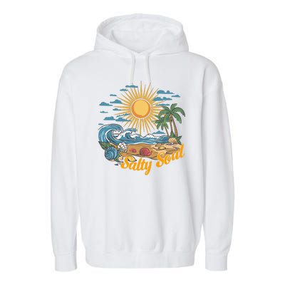 Groovy Salty Soul Summer Vacation Beach Vacay Garment-Dyed Fleece Hoodie