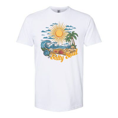 Groovy Salty Soul Summer Vacation Beach Vacay Softstyle CVC T-Shirt