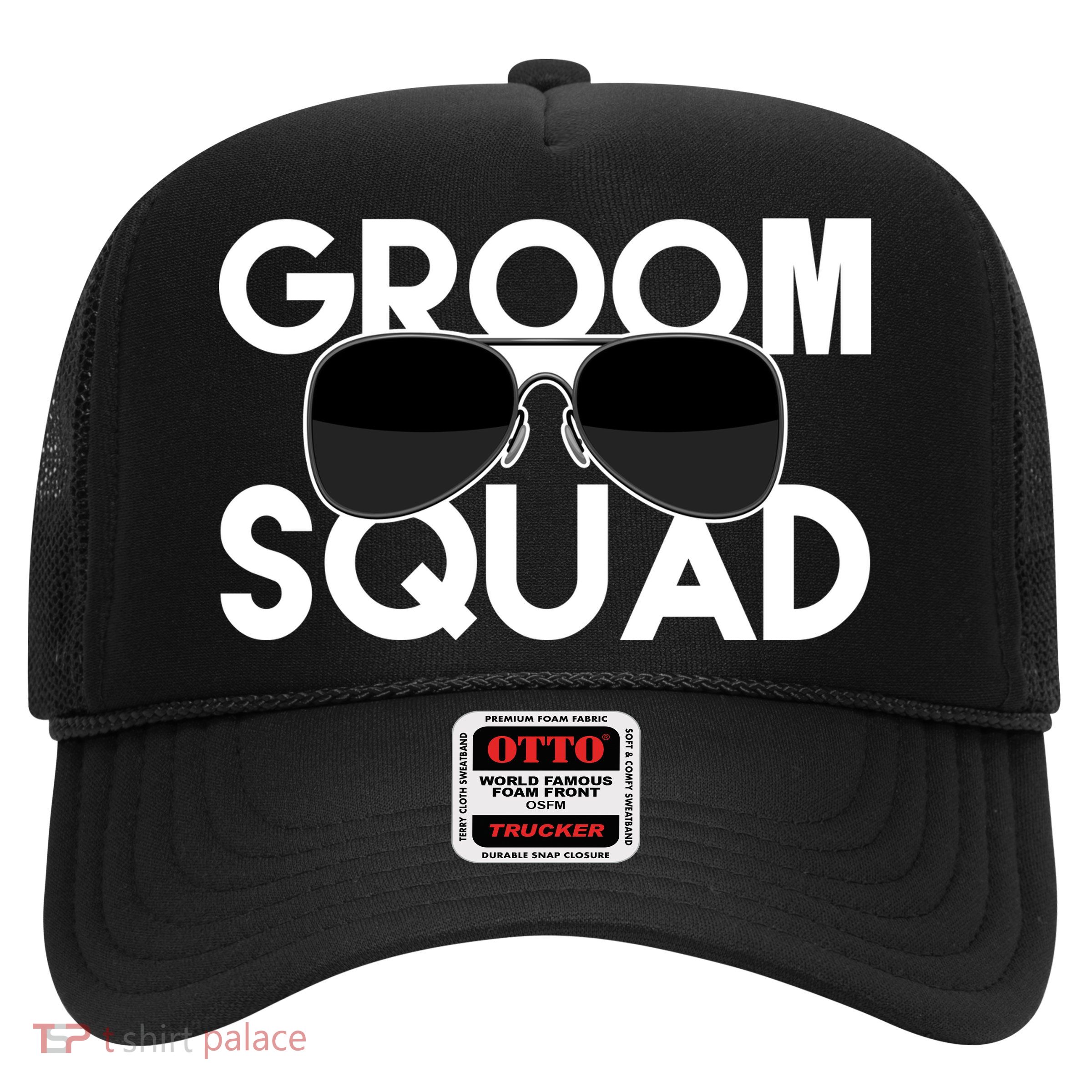Groom Squad Sunglasses Bachelor Party Funny Trucker Hat