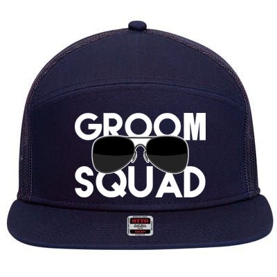 Groom Squad Sunglasses Bachelor Party Funny 7 Panel Mesh Trucker Snapback Hat