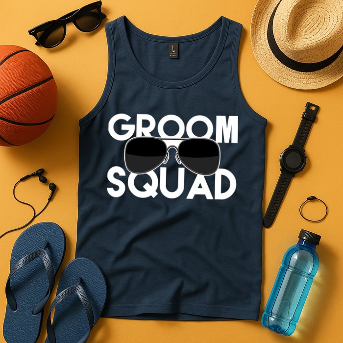 Groom Squad Sunglasses Bachelor Party Funny Tank Top