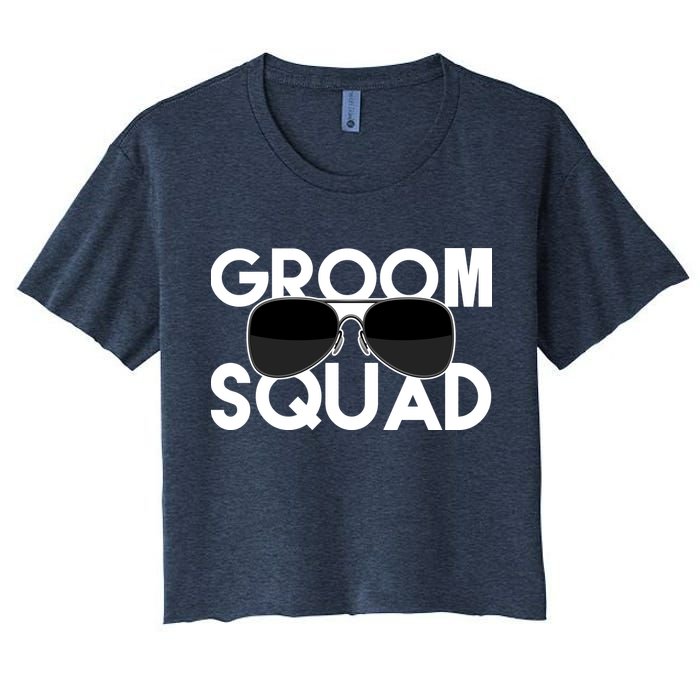 Groom Squad Sunglasses Bachelor Party Funny Women's Crop Top Tee