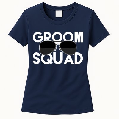 Groom Squad Sunglasses Bachelor Party Funny Womens T-Shirt
