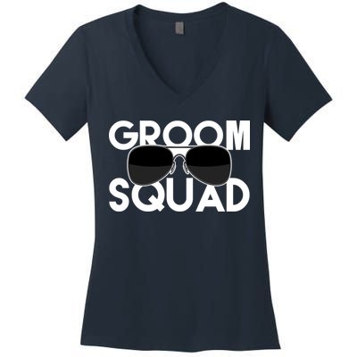 Groom Squad Sunglasses Bachelor Party Funny Women's V-Neck T-Shirt