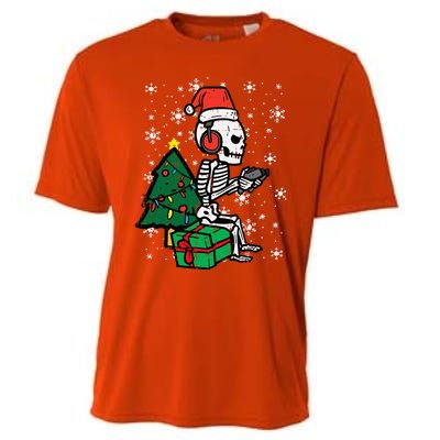 Gamer Skeleton Santa Christmas Gaming Cooling Performance Crew T-Shirt