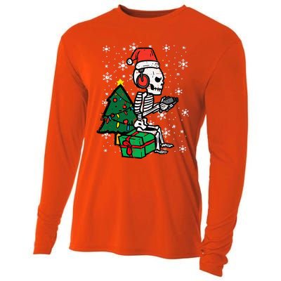 Gamer Skeleton Santa Christmas Gaming Cooling Performance Long Sleeve Crew