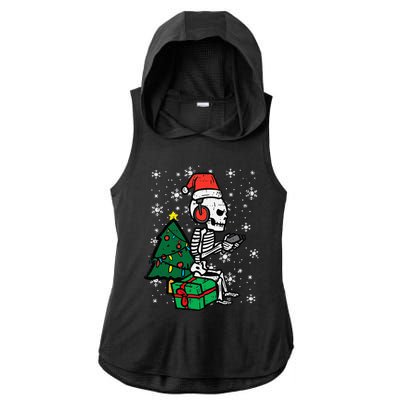 Gamer Skeleton Santa Christmas Gaming Ladies PosiCharge Tri-Blend Wicking Draft Hoodie Tank