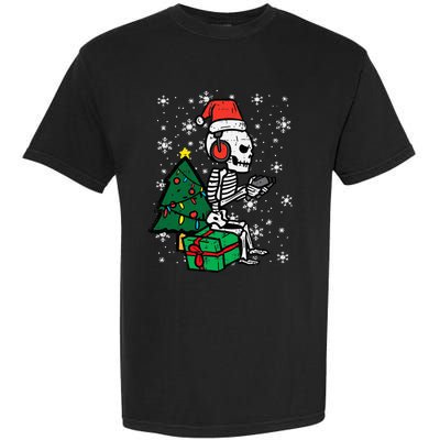 Gamer Skeleton Santa Christmas Gaming Garment-Dyed Heavyweight T-Shirt