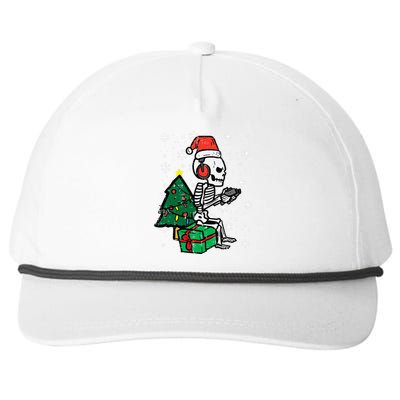 Gamer Skeleton Santa Christmas Gaming Snapback Five-Panel Rope Hat