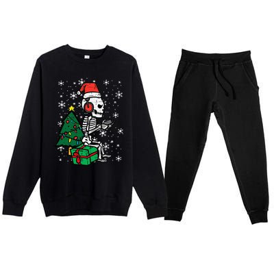 Gamer Skeleton Santa Christmas Gaming Premium Crewneck Sweatsuit Set