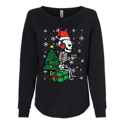 Gamer Skeleton Santa Christmas Gaming Womens California Wash Sweatshirt