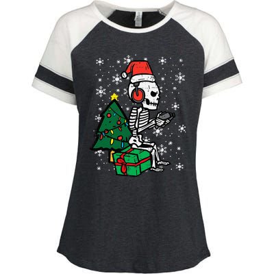 Gamer Skeleton Santa Christmas Gaming Enza Ladies Jersey Colorblock Tee