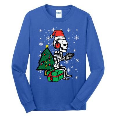 Gamer Skeleton Santa Christmas Gaming Tall Long Sleeve T-Shirt