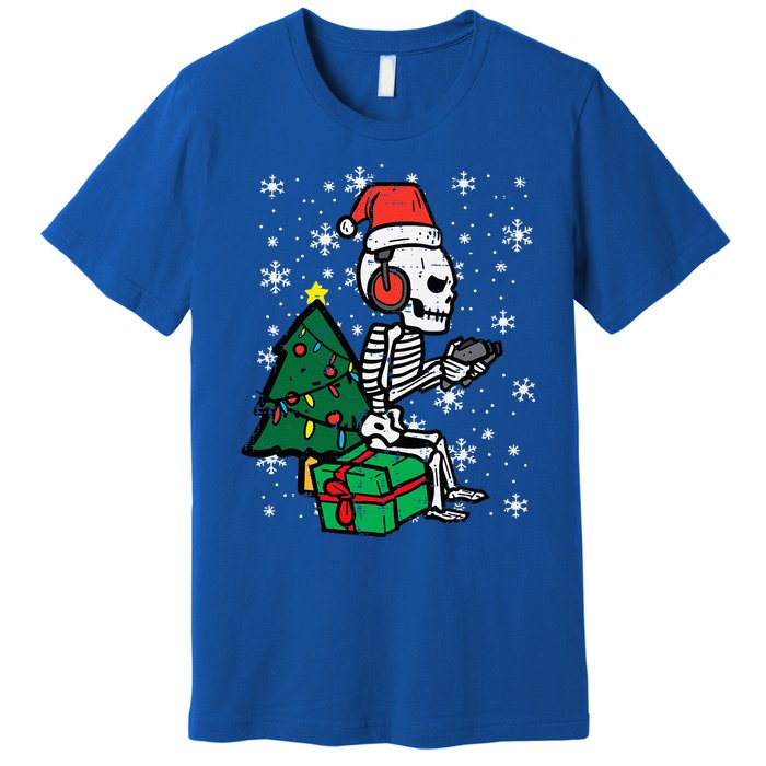 Gamer Skeleton Santa Christmas Gaming Premium T-Shirt