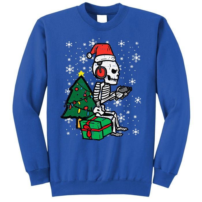 Gamer Skeleton Santa Christmas Gaming Tall Sweatshirt